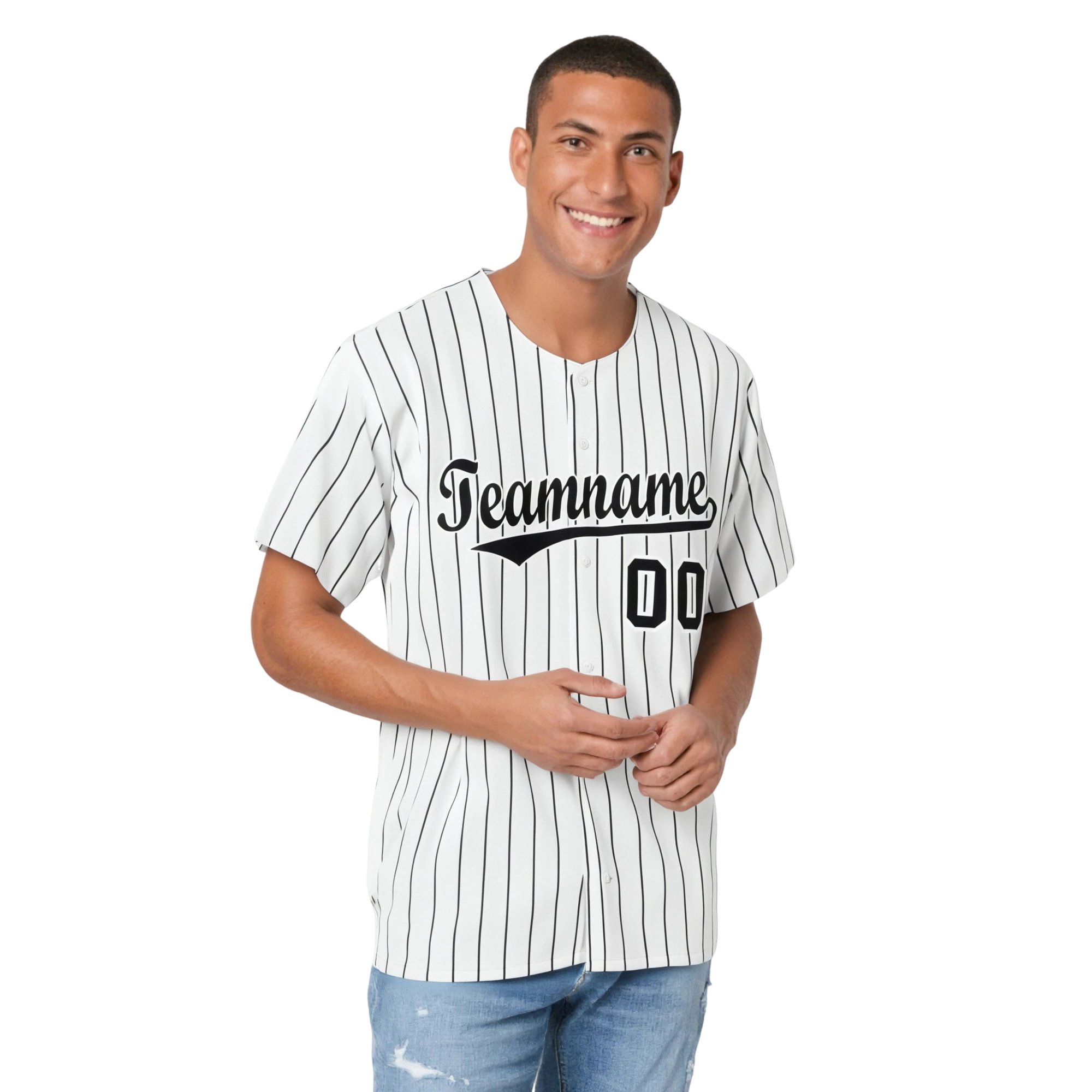 Custom White Black Pinstripe Authentic Baseball Jersey