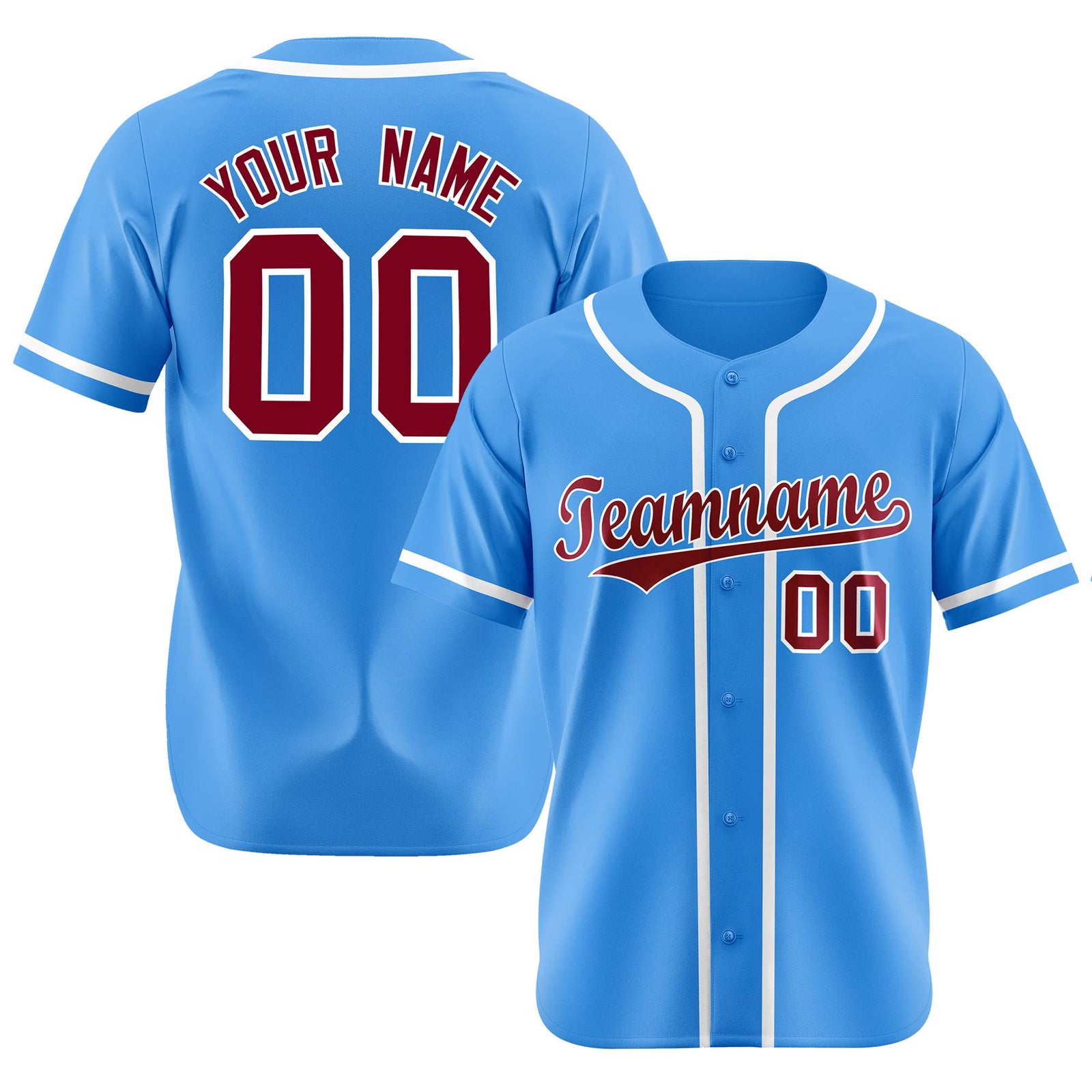 Custom Powder Blue White Classic Style Authentic Baseball Jersey