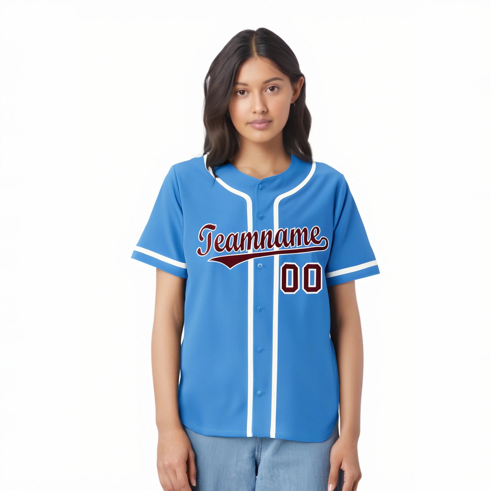 Custom Powder Blue White Classic Style Authentic Baseball Jersey