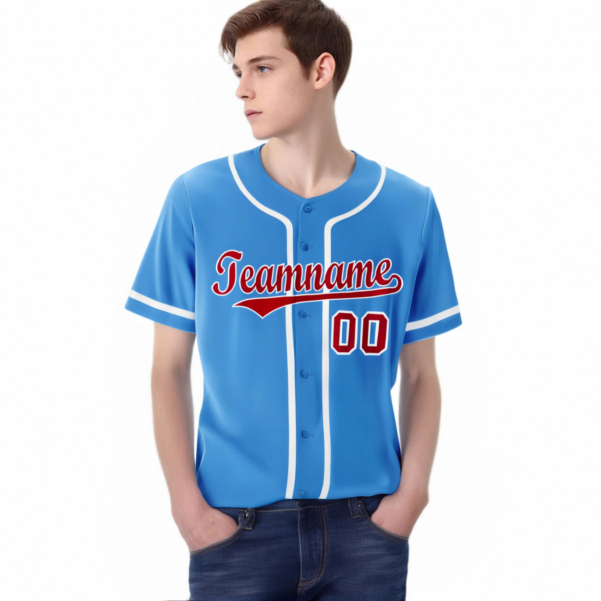 Custom Powder Blue White Classic Style Authentic Baseball Jersey