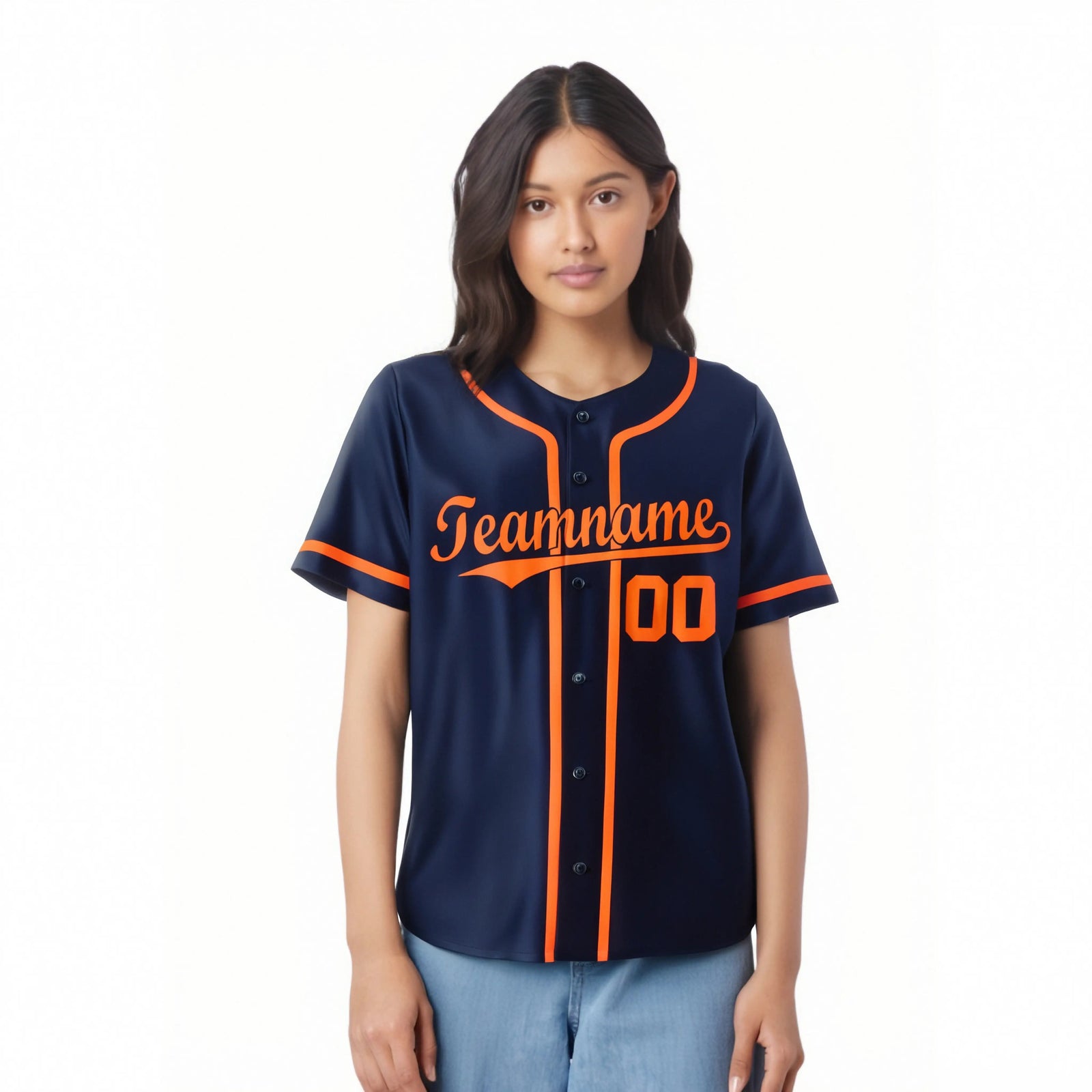 Custom Navy Orange Classic Style Authentic Baseball Jersey