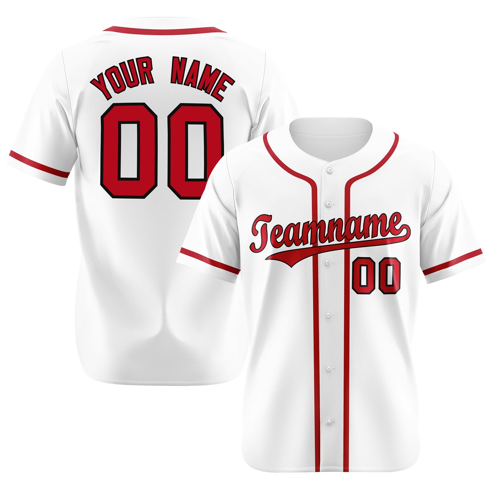 Custom White Red Classic Style Authentic Baseball Jersey
