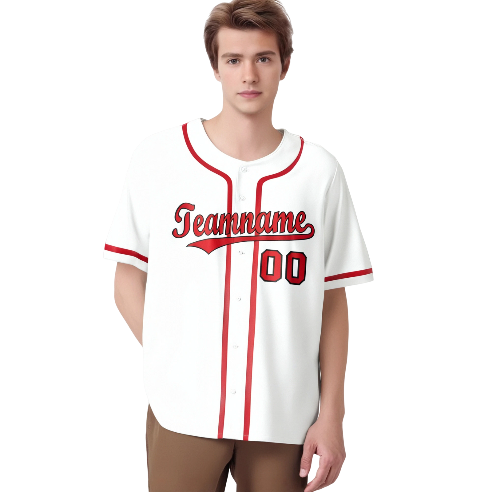 Custom White Red Classic Style Authentic Baseball Jersey