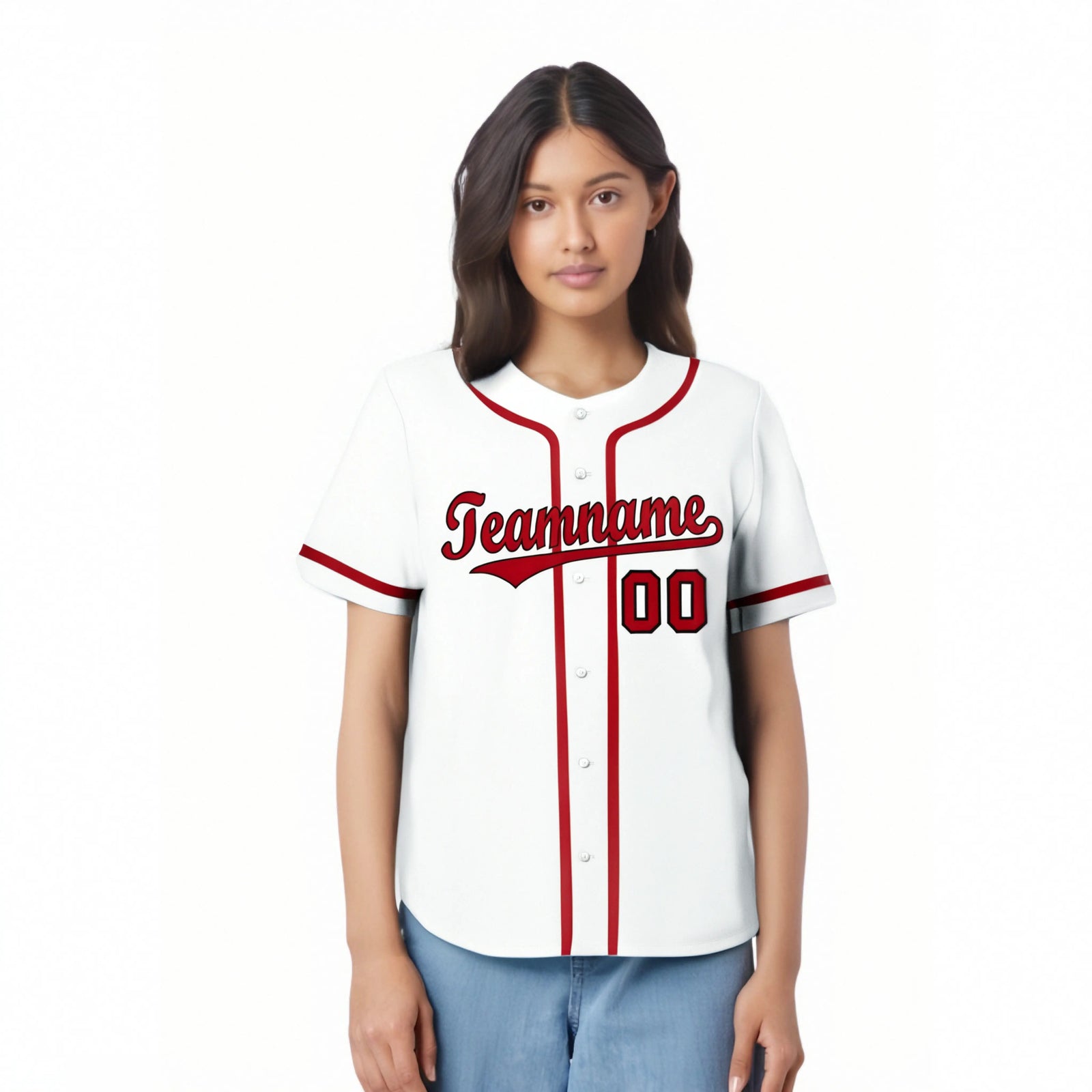 Custom White Red Classic Style Authentic Baseball Jersey