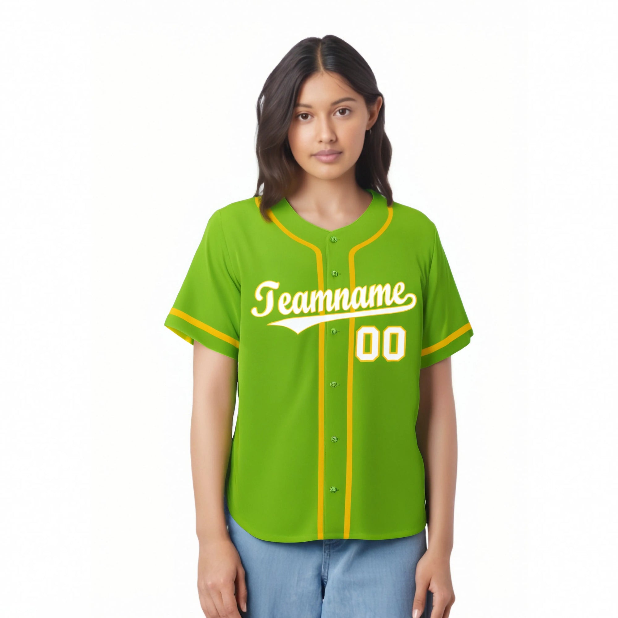 Custom Neon Green Gold-White Classic Style Authentic Baseball Jersey