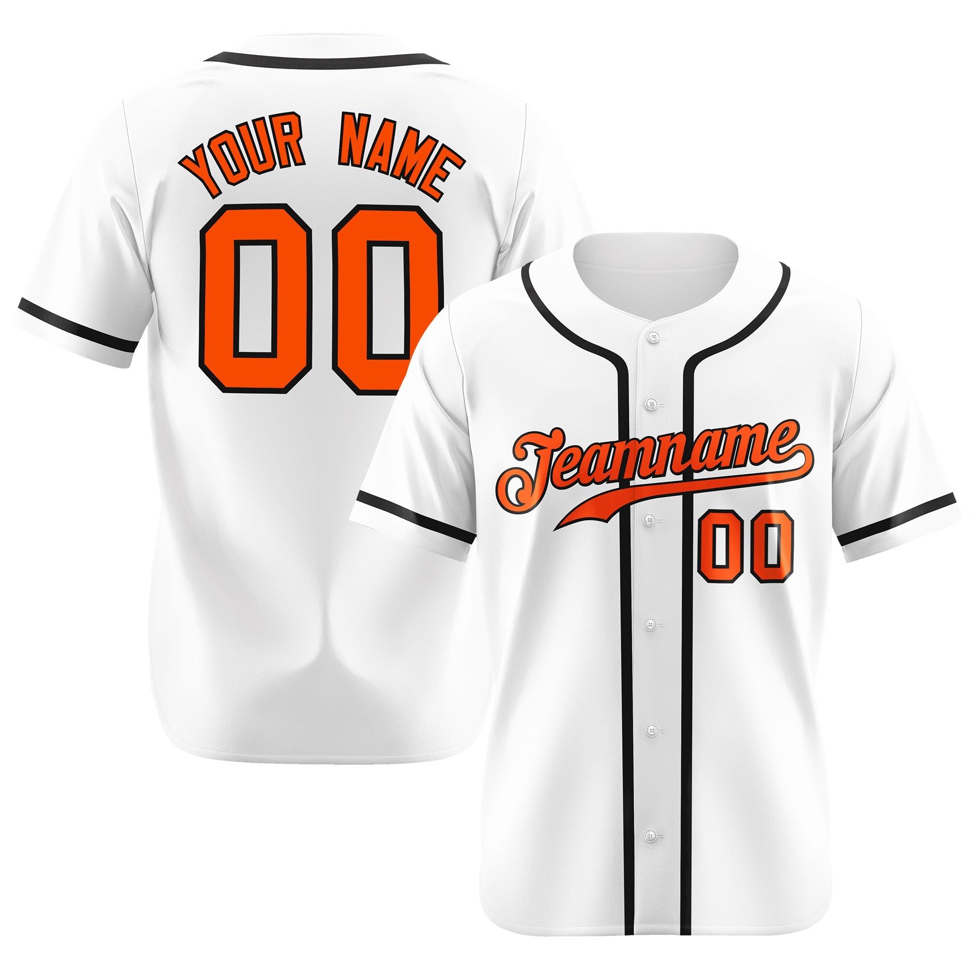 Custom White Black-Orange Classic Style Authentic Baseball Jersey