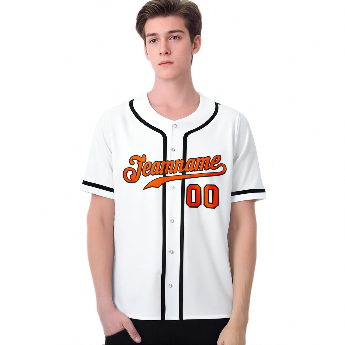 Custom White Black-Orange Classic Style Authentic Baseball Jersey