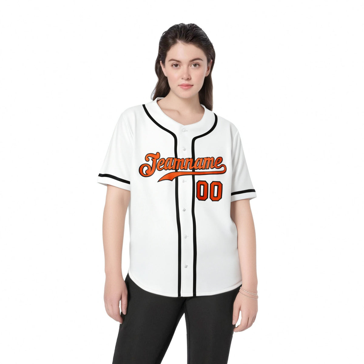 Custom White Black-Orange Classic Style Authentic Baseball Jersey