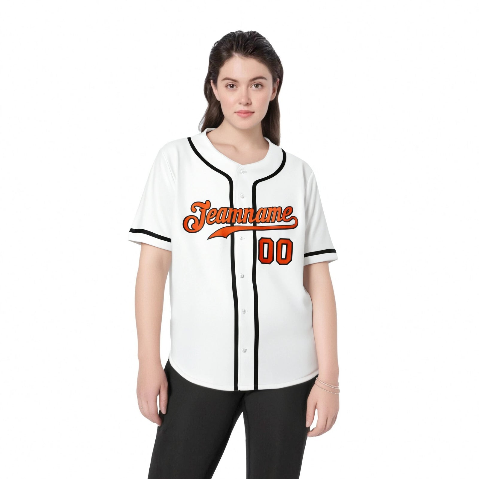 Custom White Black-Orange Classic Style Authentic Baseball Jersey