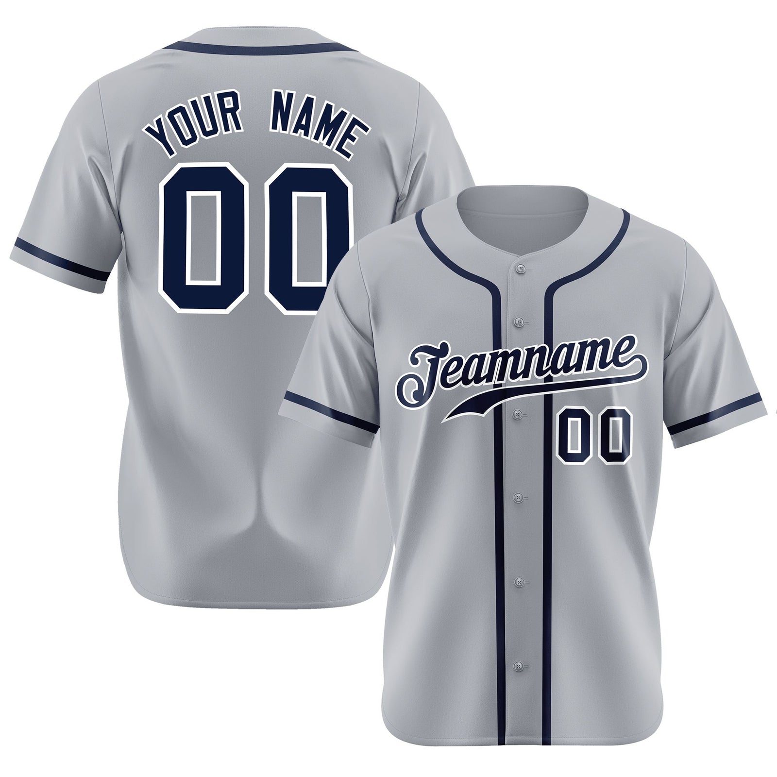 Custom Gray Navy Classic Style Authentic Baseball Jersey