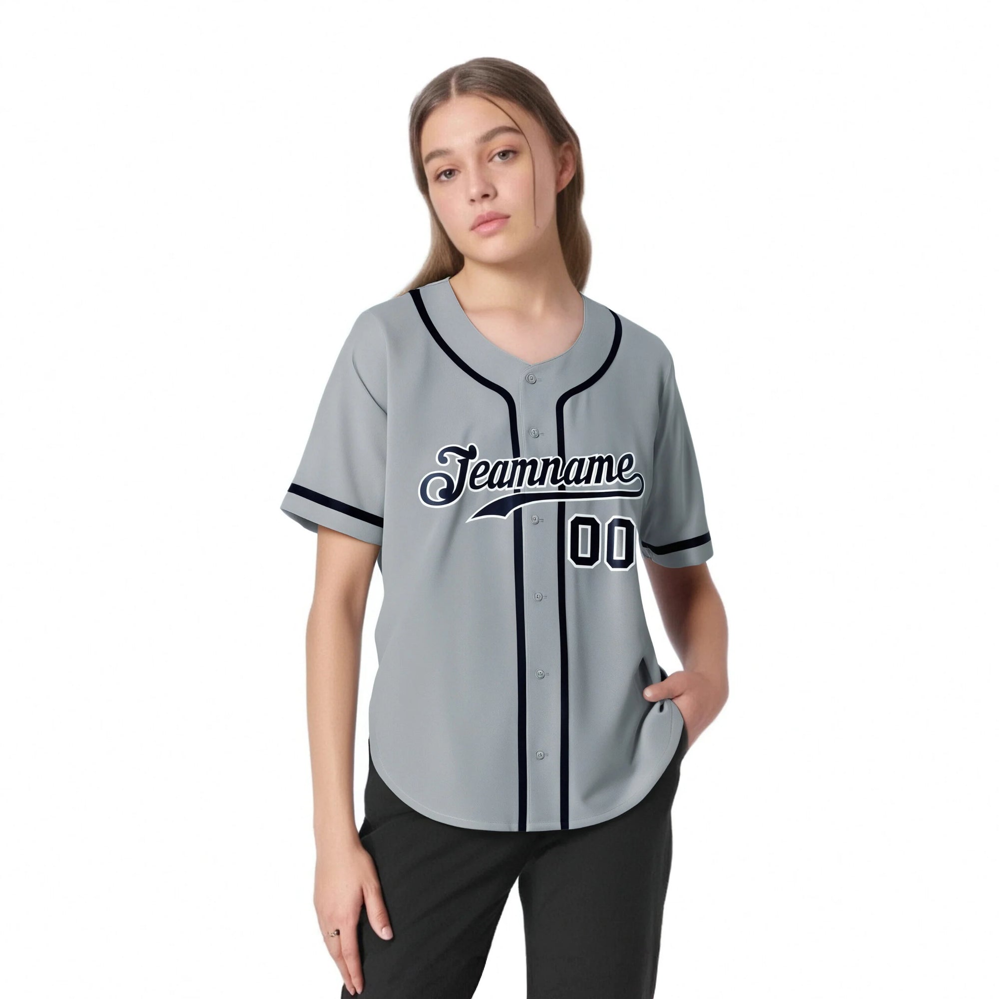 Custom Gray Navy Classic Style Authentic Baseball Jersey