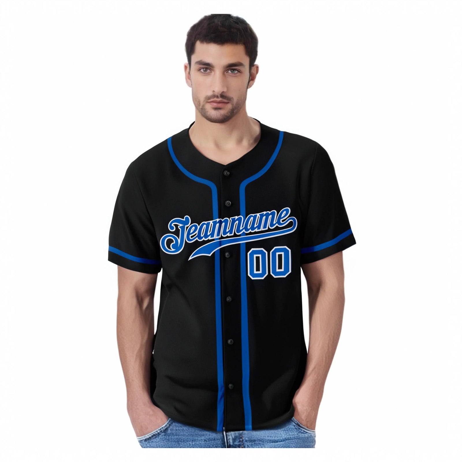 Custom Black Royal Blue Classic Style Authentic Baseball Jersey