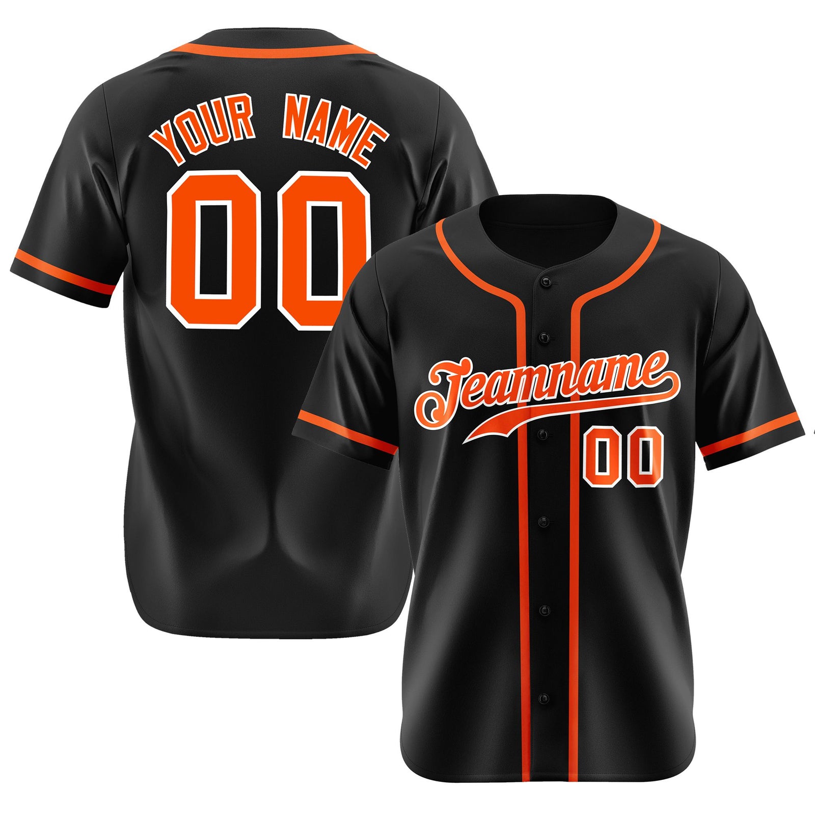 Custom Black Orange Classic Style Authentic Baseball Jersey