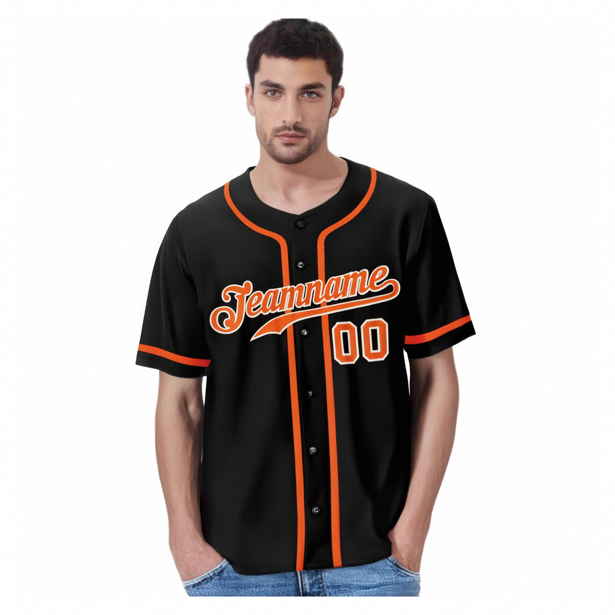 Custom Black Orange Classic Style Authentic Baseball Jersey