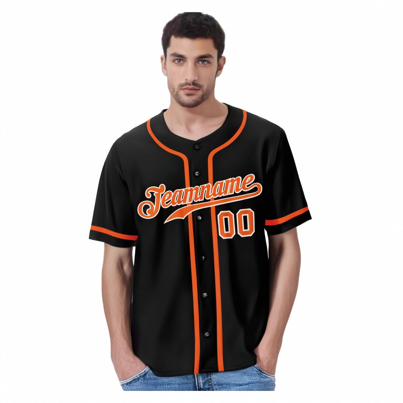 Custom Black Orange Classic Style Authentic Baseball Jersey
