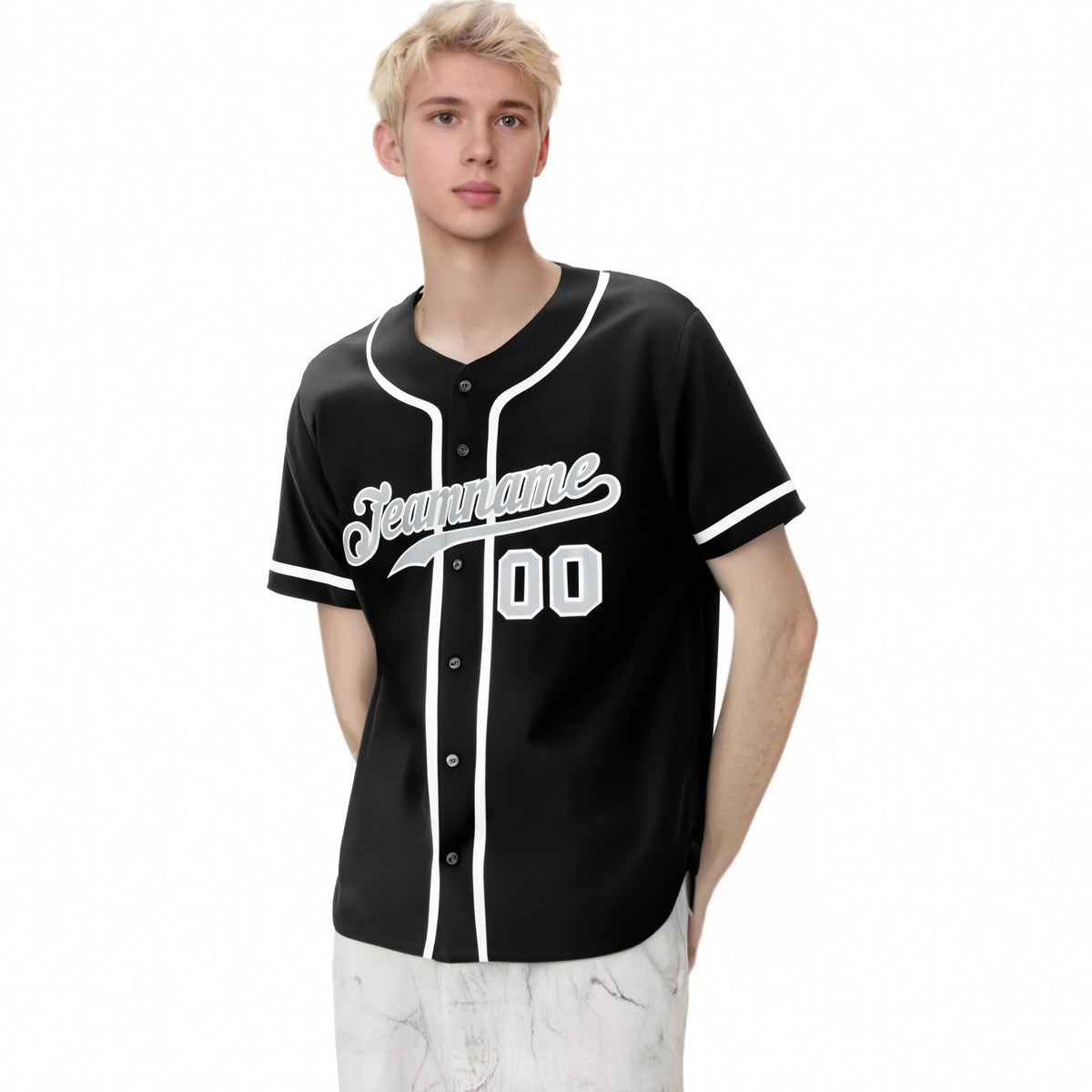 Custom Black Gray-White Classic Style Authentic Baseball Jersey