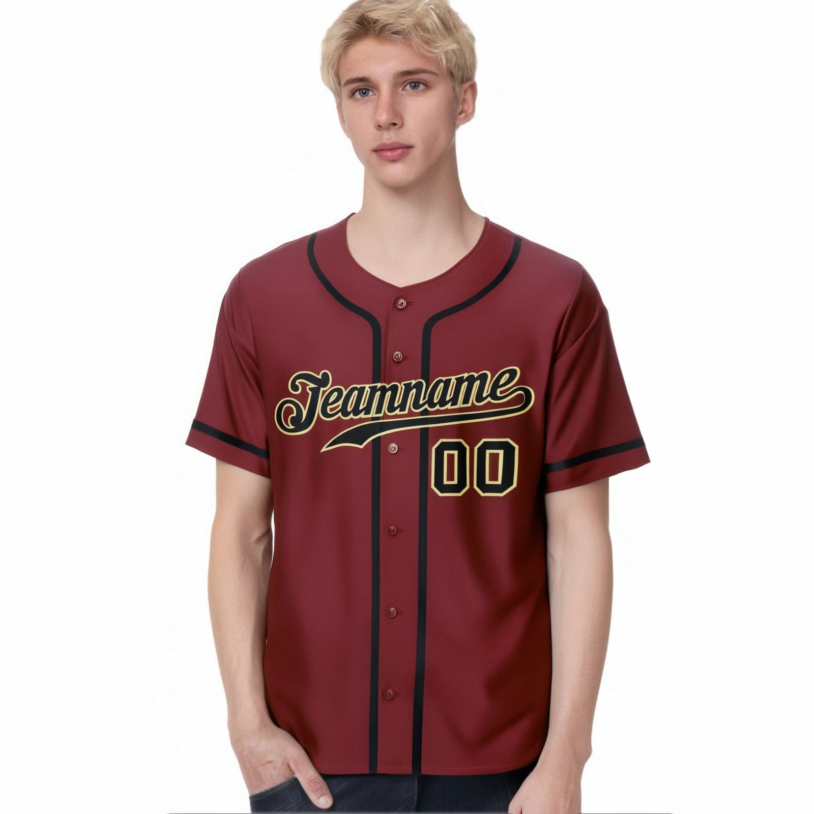 Custom Crimson Black Classic Style Authentic Baseball Jersey