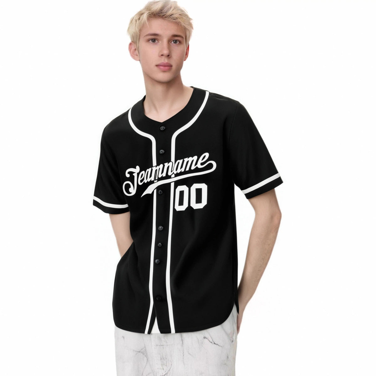 Custom Black White Classic Style Authentic Baseball Jersey