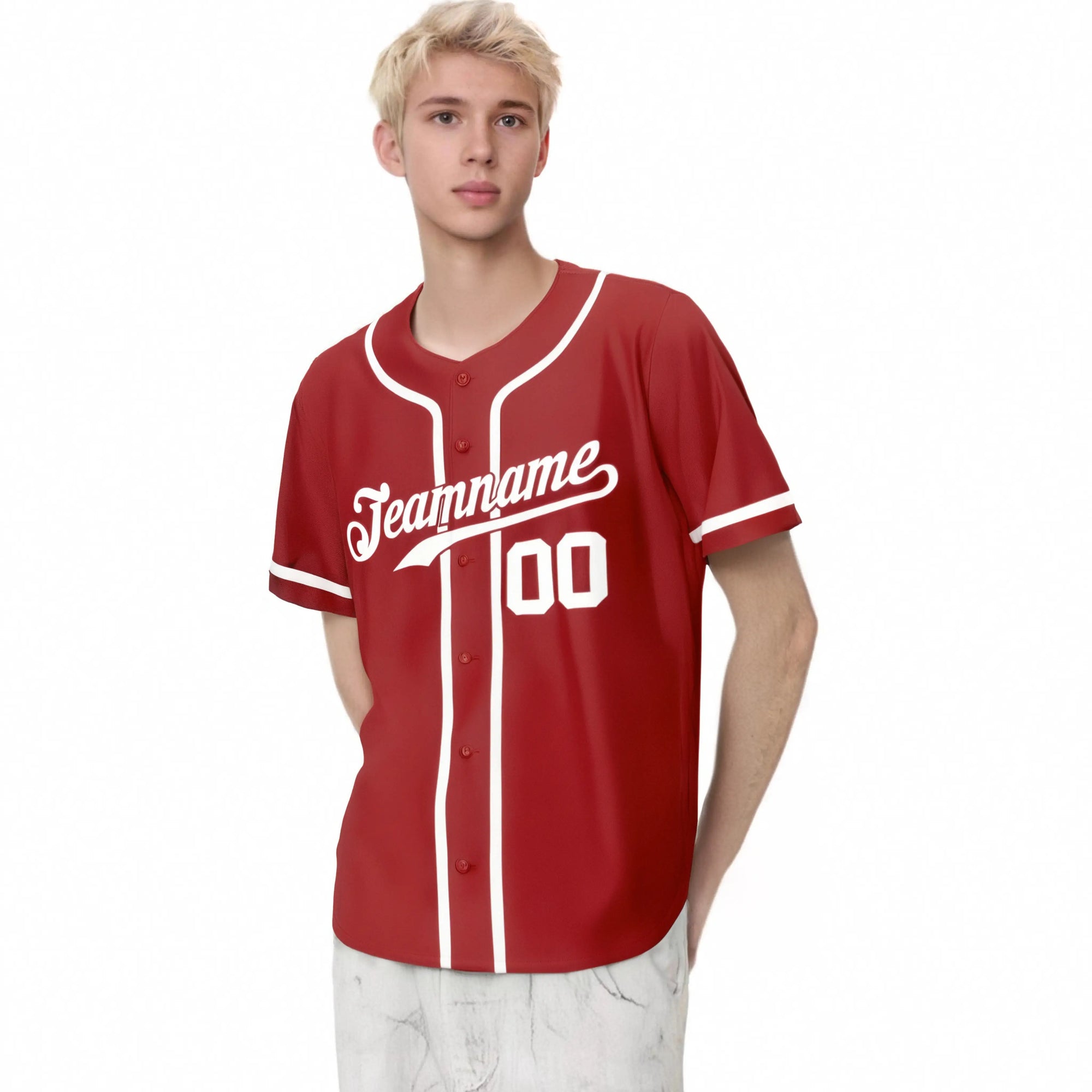 Custom Red White Classic Style Authentic Baseball Jersey