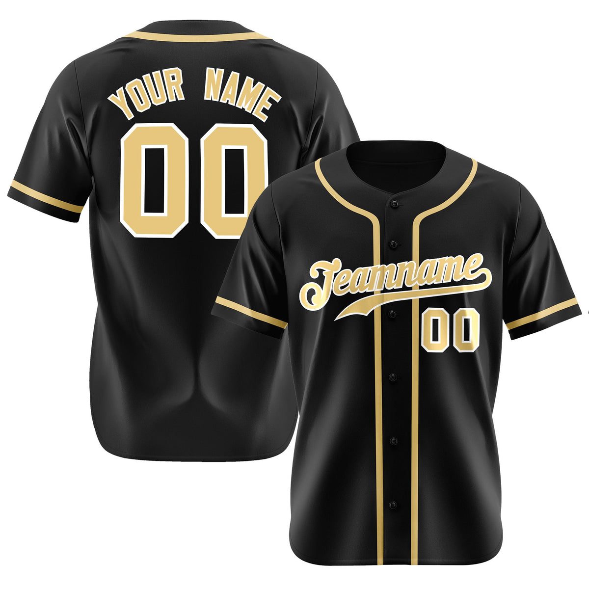 Custom Black Khaki Classic Style Authentic Baseball Jersey