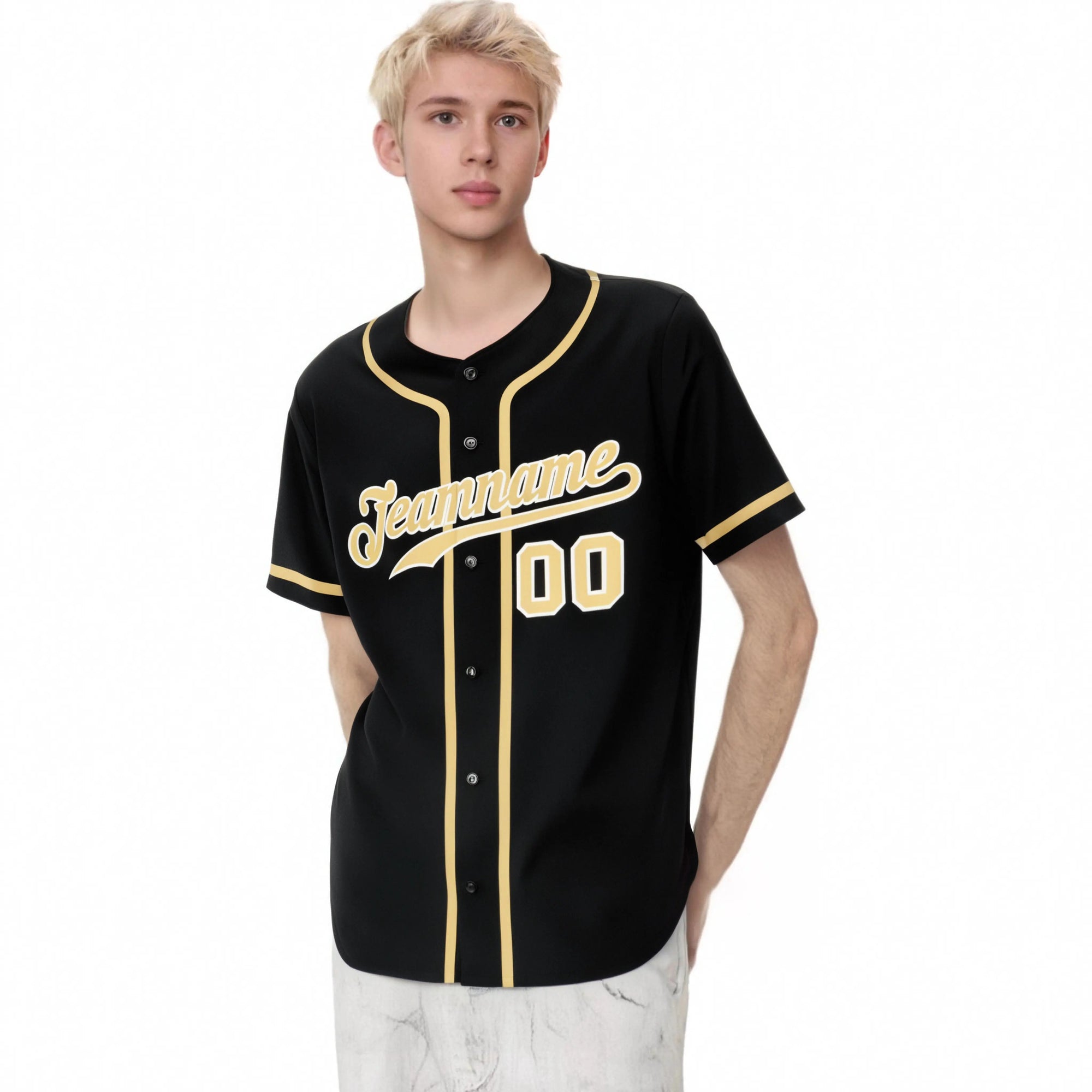 Custom Black Khaki Classic Style Authentic Baseball Jersey