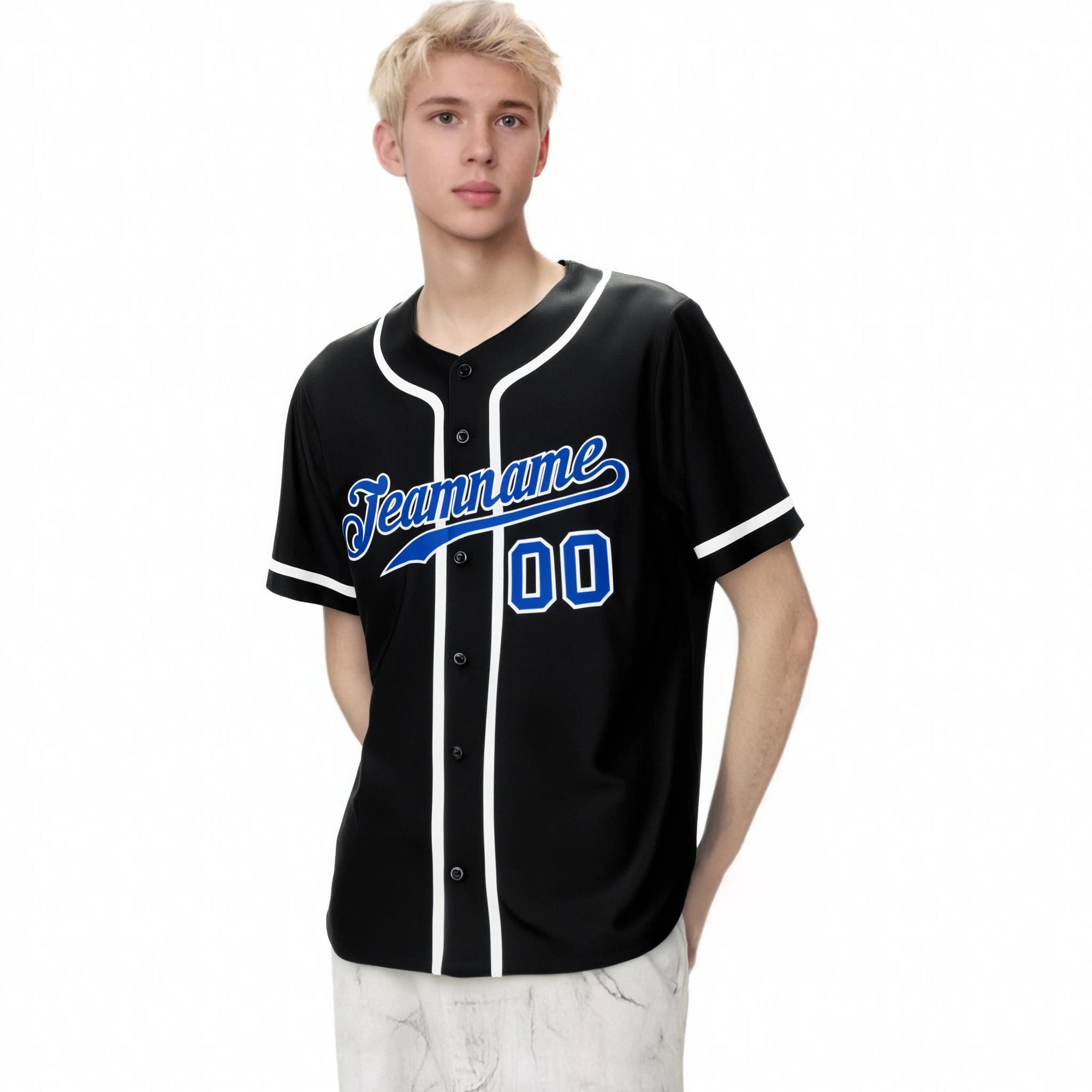 Custom Black Royal Blue-White Classic Style Authentic Baseball Jersey