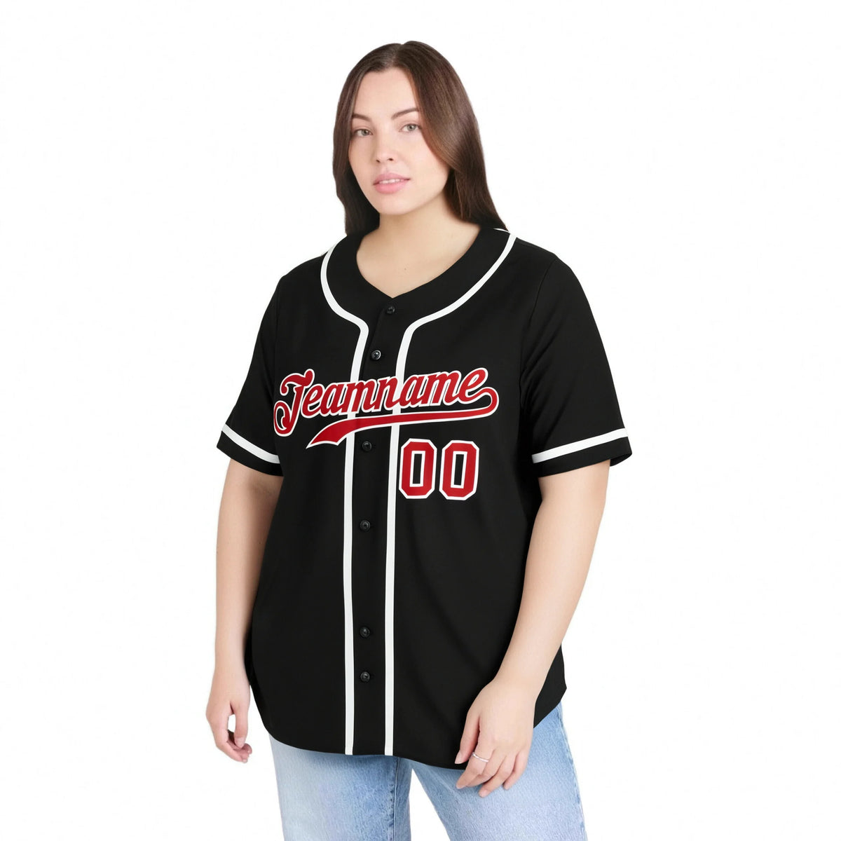 Custom Black Red-White Classic Style Authentic Baseball Jersey