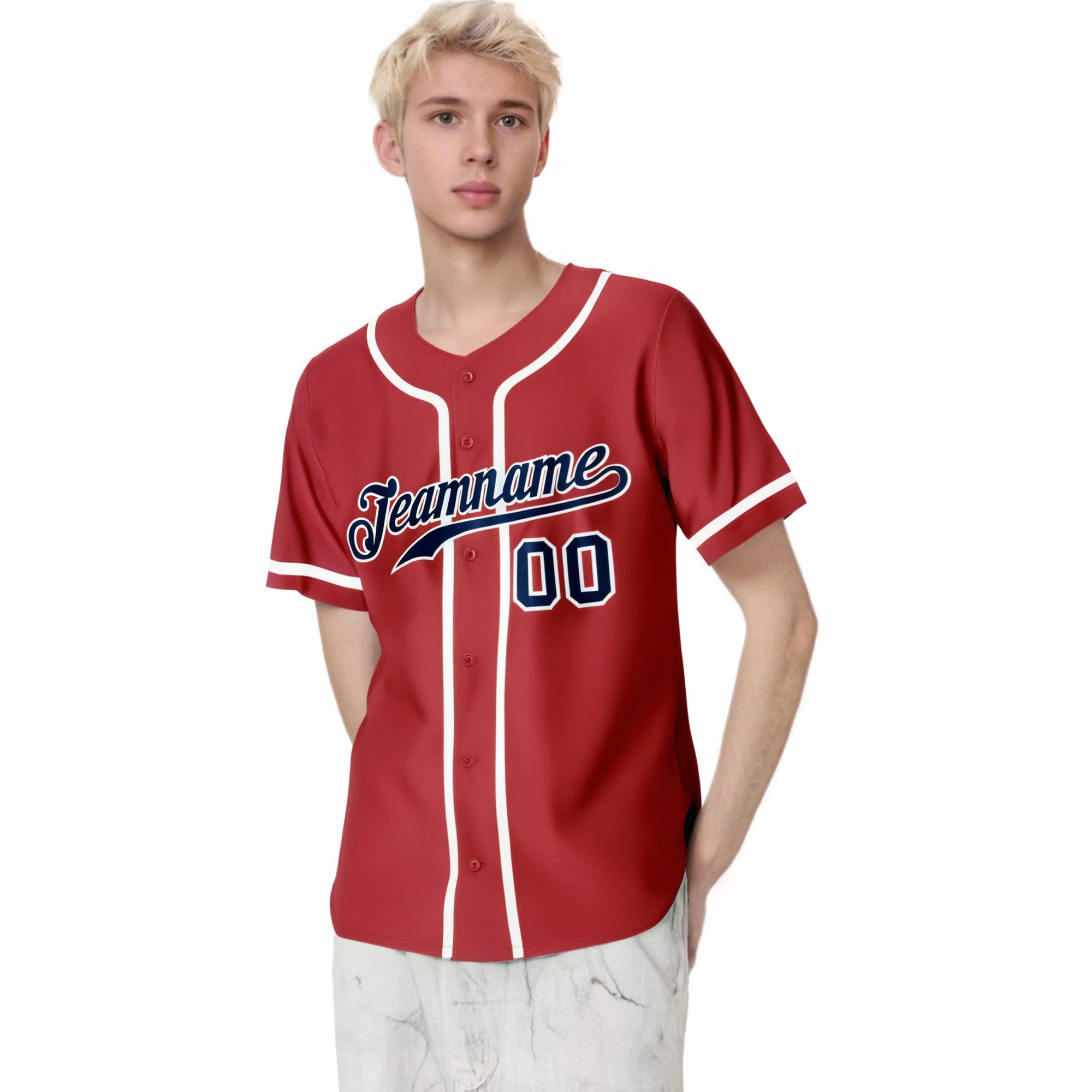 Custom Red Navy-White Classic Style Authentic Baseball Jersey