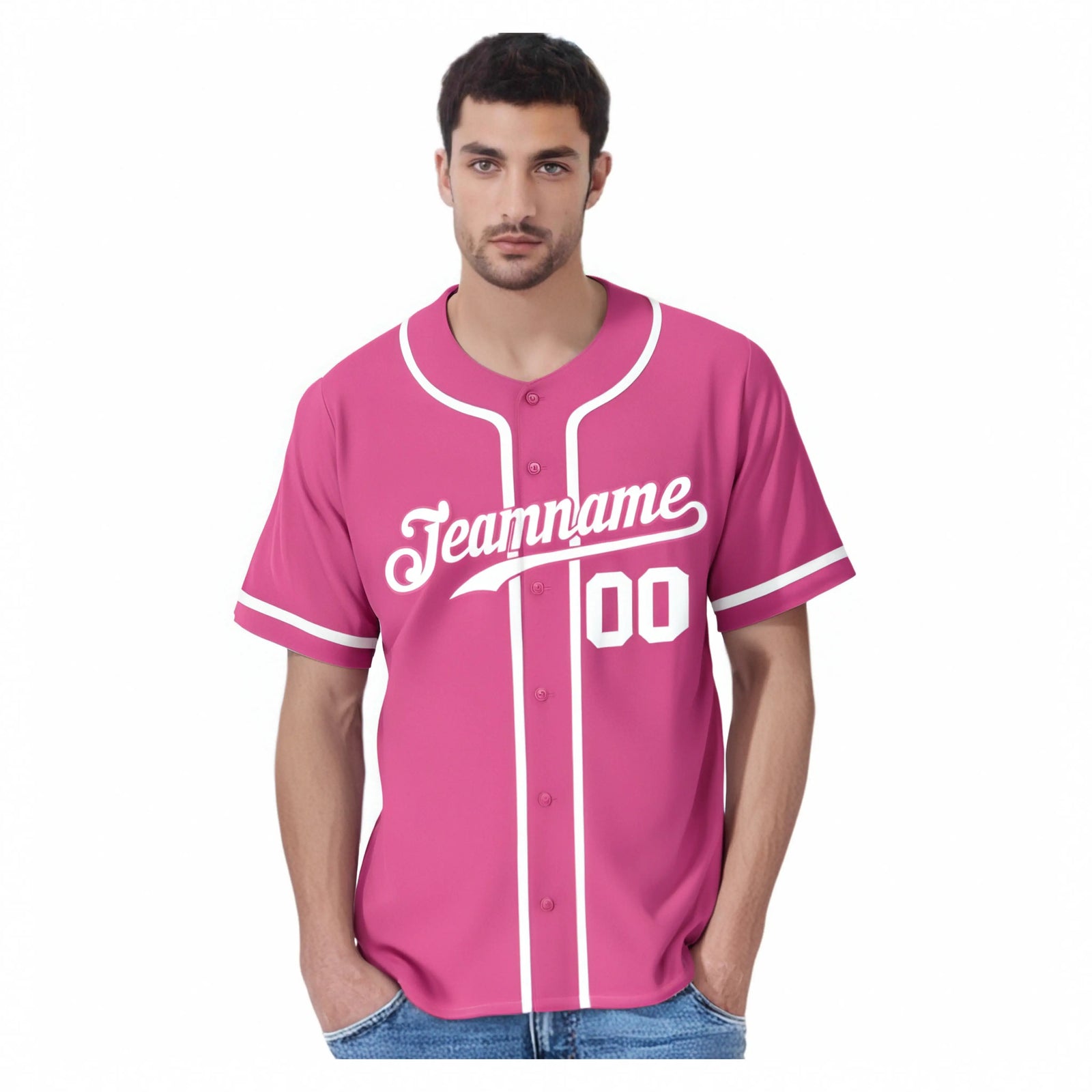 Custom Pink White Classic Style Authentic Baseball Jersey