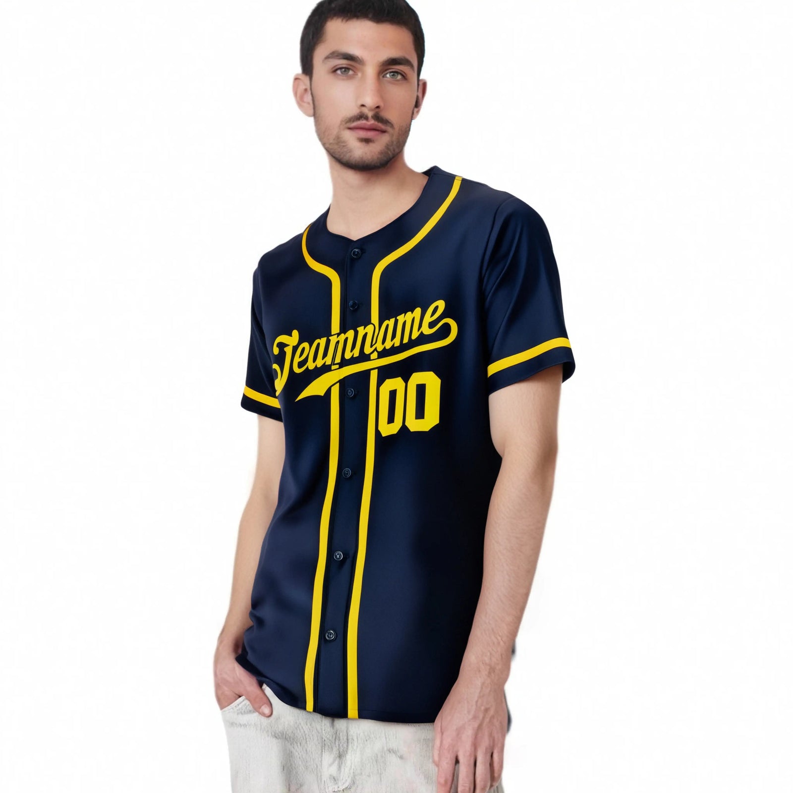 Custom Navy Gold Classic Style Authentic Baseball Jersey