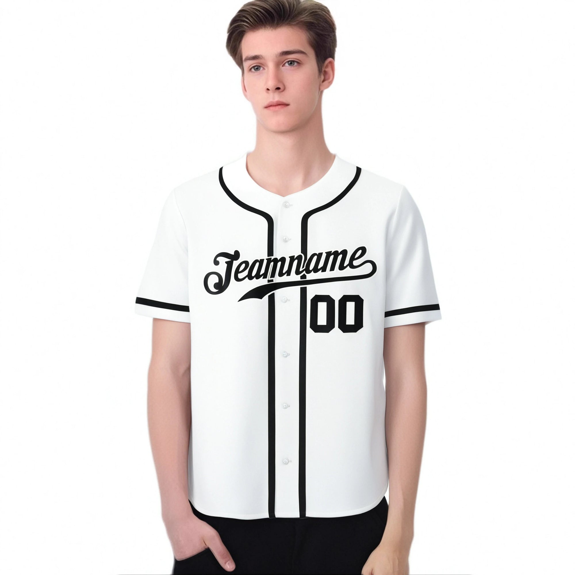 Custom White Black Classic Style Authentic Baseball Jersey