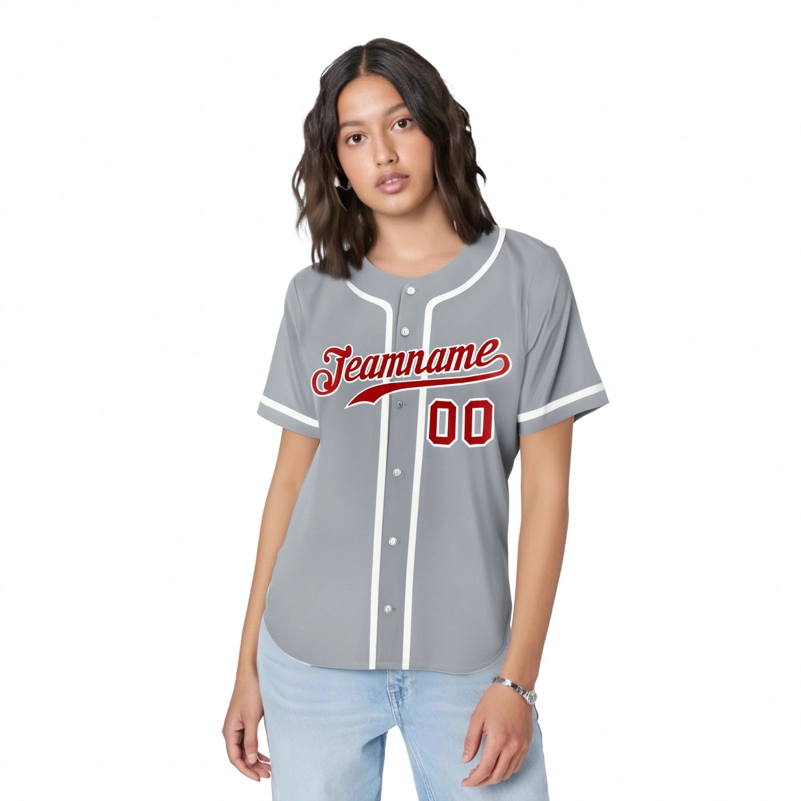 Custom Gray Red-White Classic Style Authentic Baseball Jersey