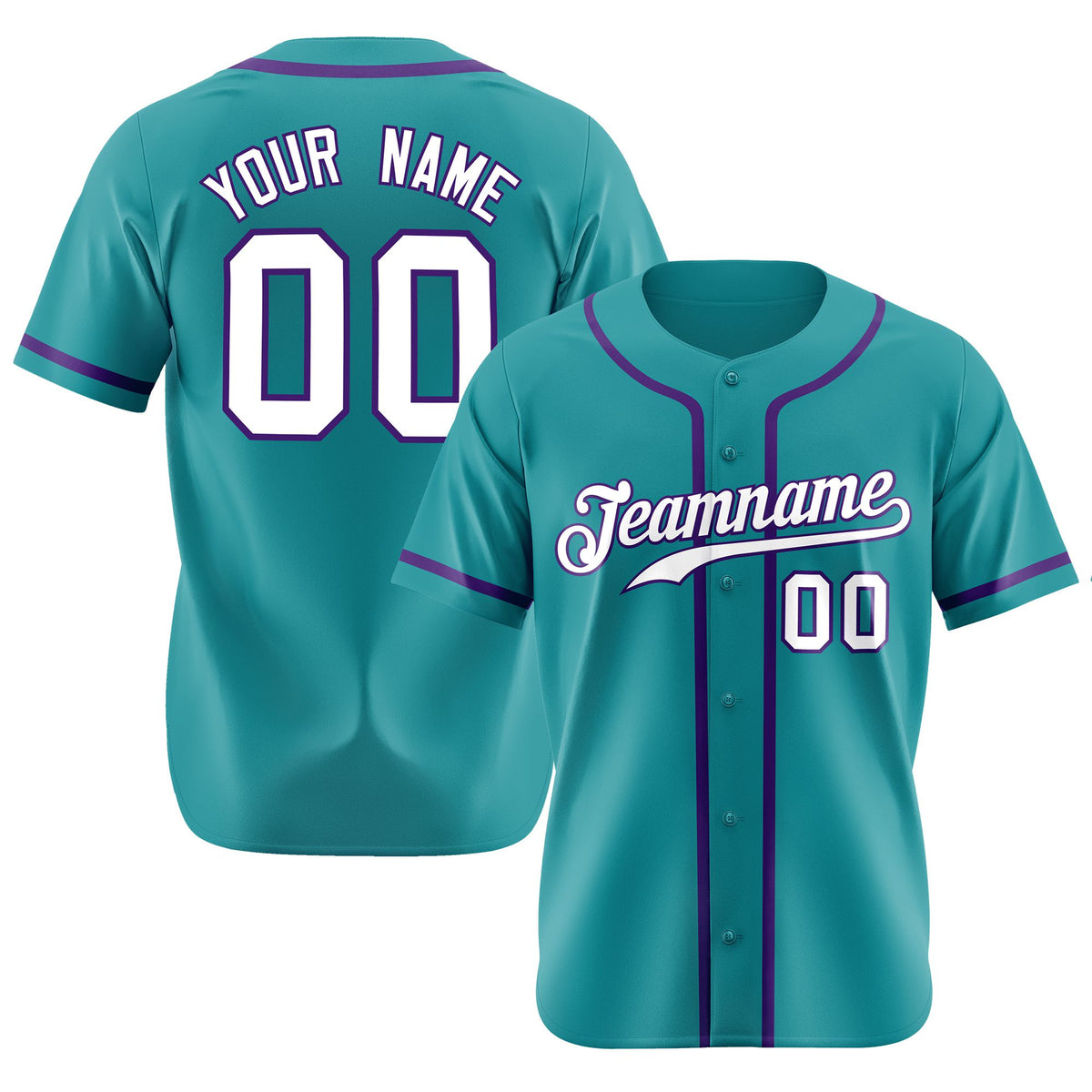 Custom Aqua White-Purple Classic Style Authentic Baseball Jersey