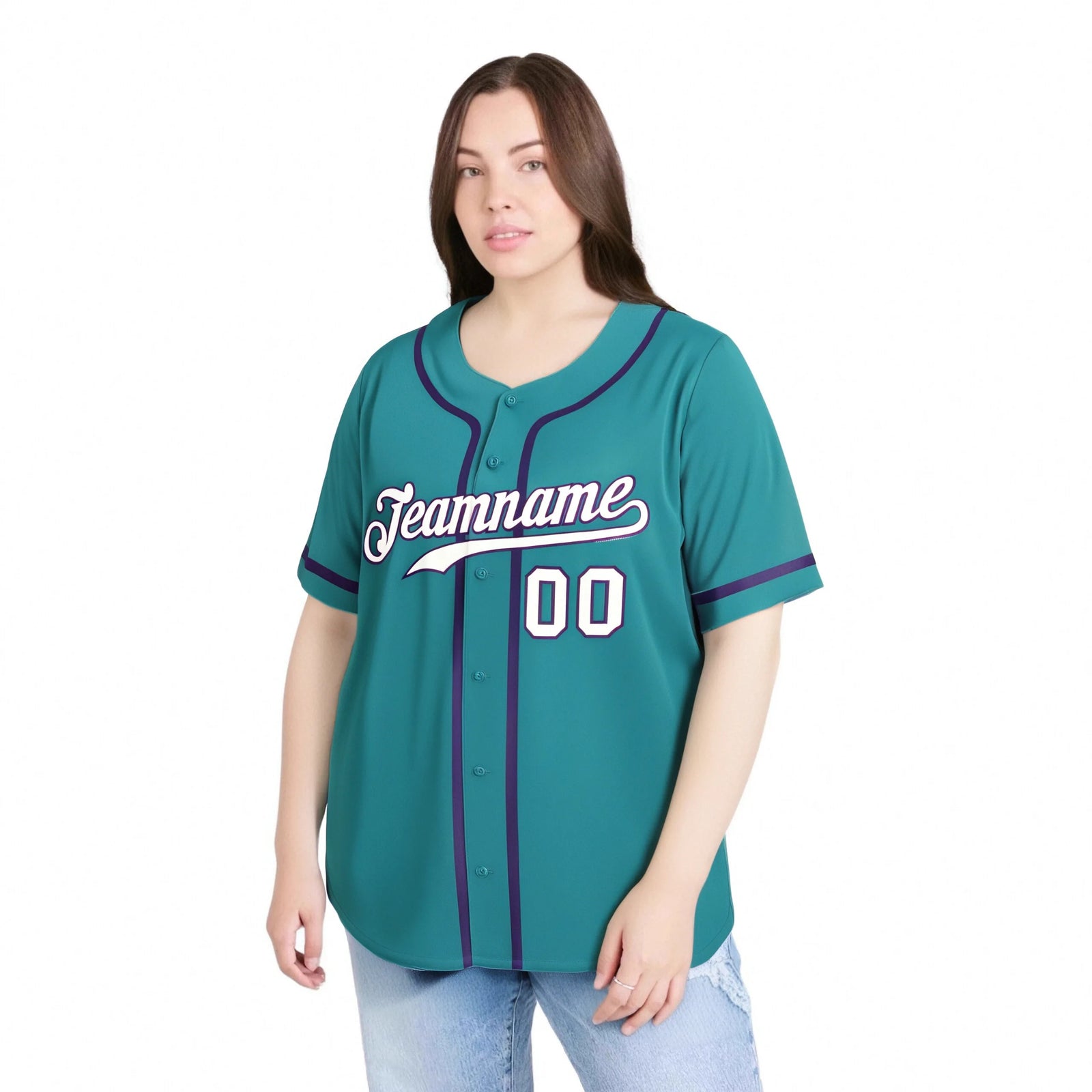 Custom Aqua White-Purple Classic Style Authentic Baseball Jersey