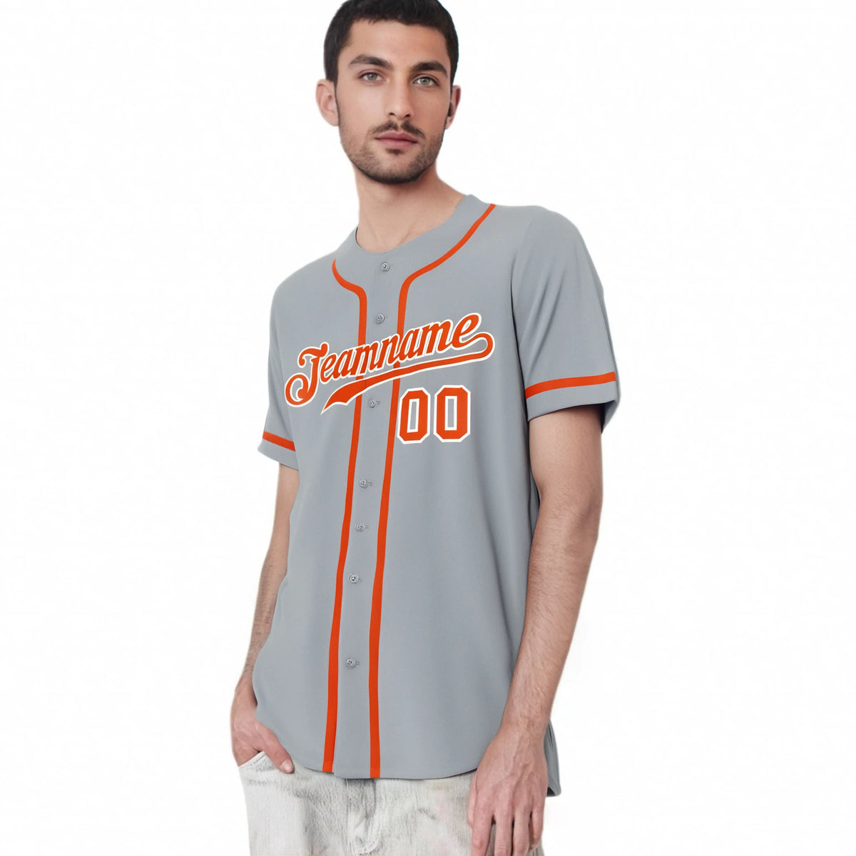 Custom Gray Orange Classic Style Authentic Baseball Jersey