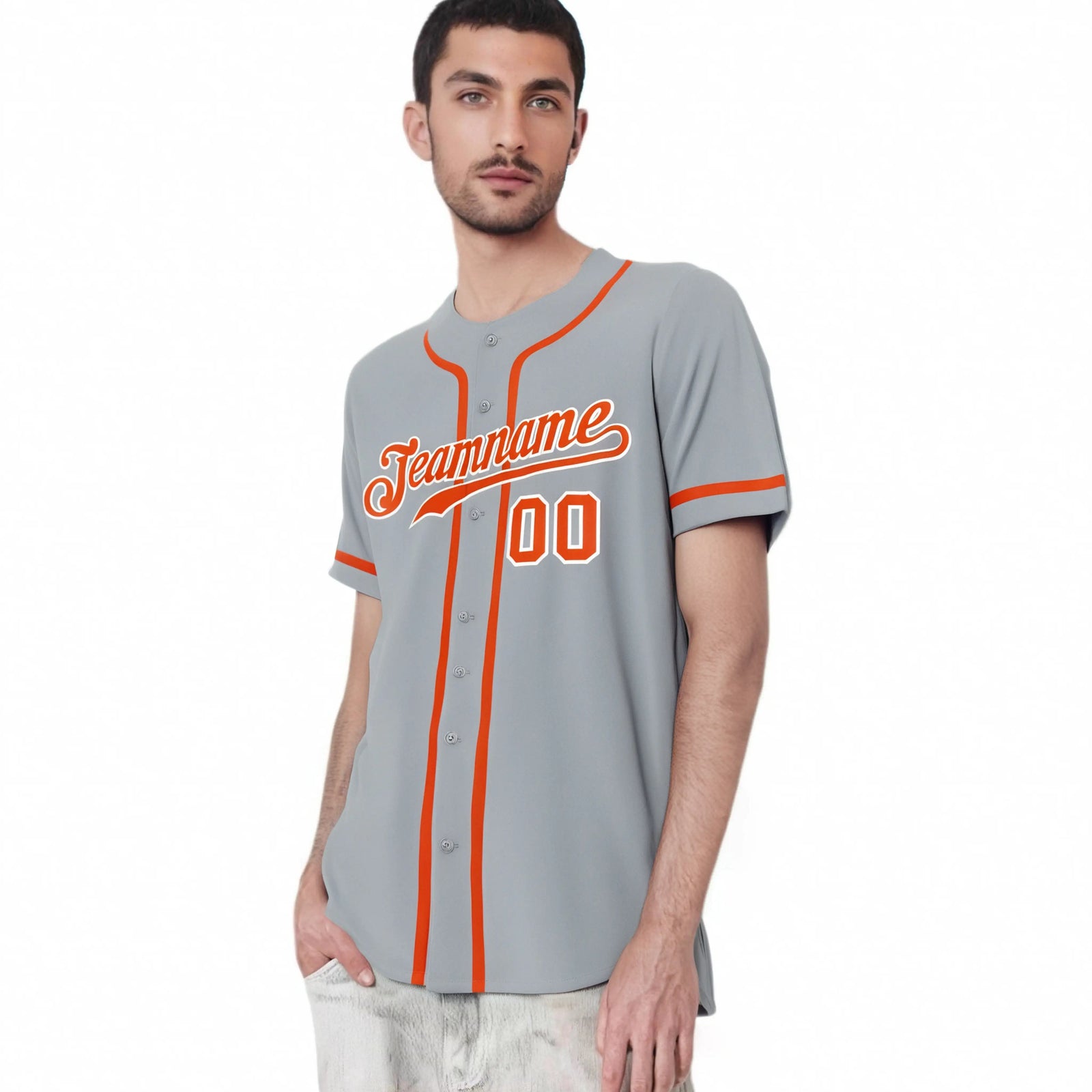 Custom Gray Orange Classic Style Authentic Baseball Jersey