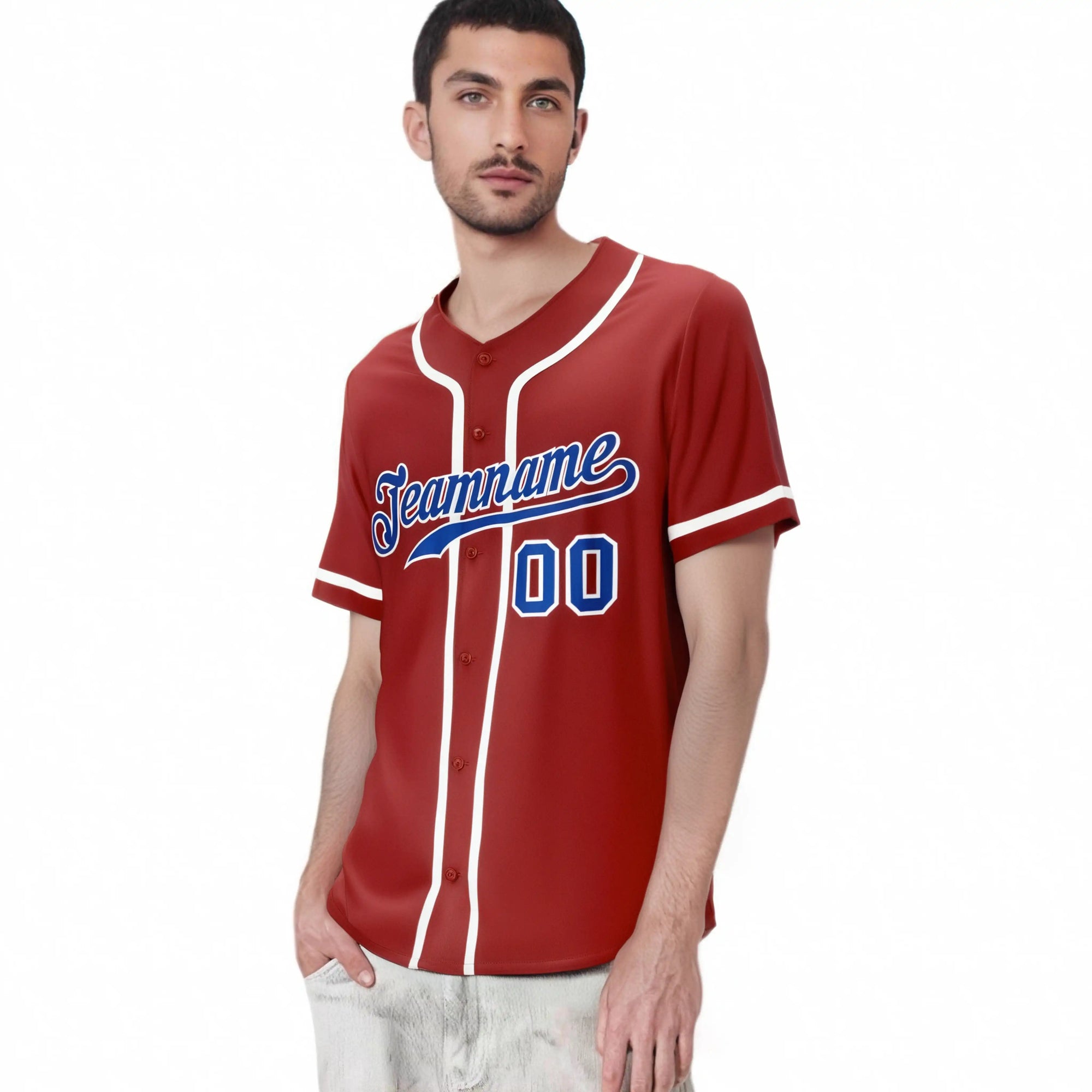 Custom Red Royal Blue-White Classic Style Authentic Baseball Jersey