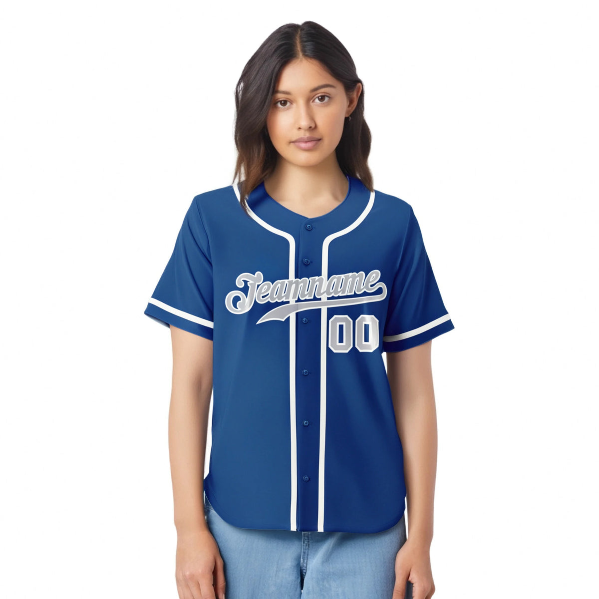 Custom Blue Gray-White Classic Style Authentic Baseball Jersey