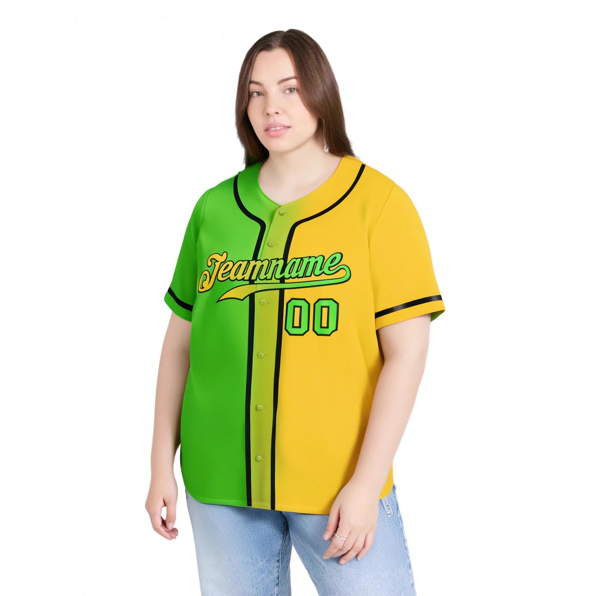 Custom Green Yellow Gradient Style Authentic Baseball Jersey