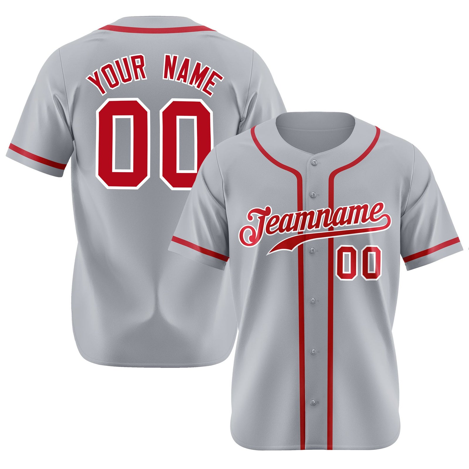 Custom Gray Red-White Classic Style Authentic Baseball Jersey