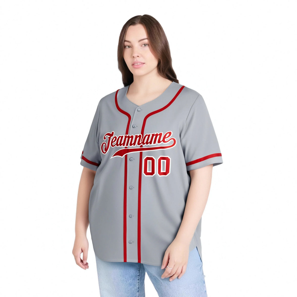 Custom Gray Red-White Classic Style Authentic Baseball Jersey