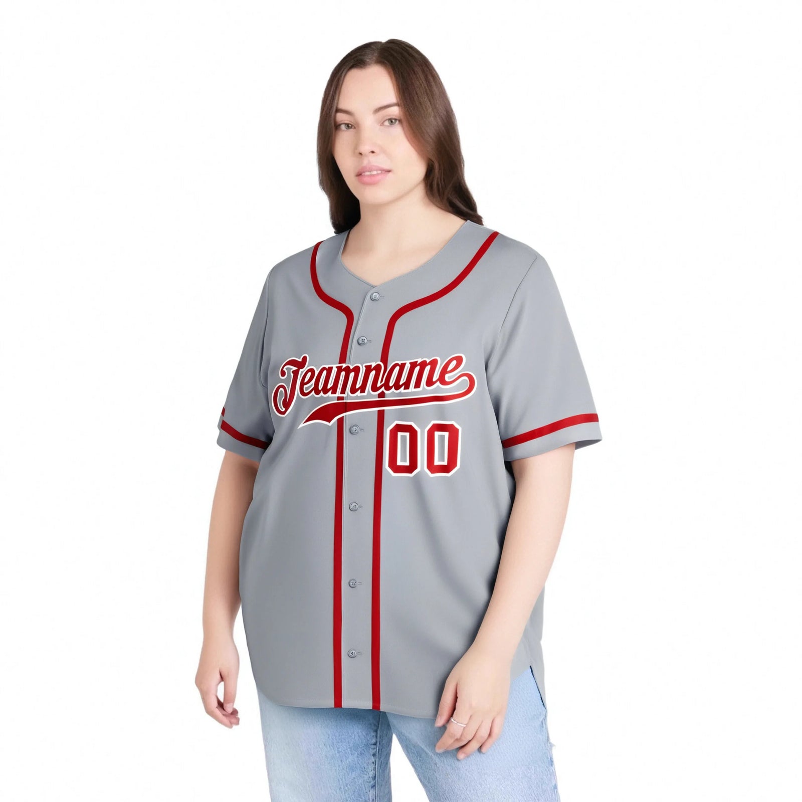 Custom Gray Red-White Classic Style Authentic Baseball Jersey