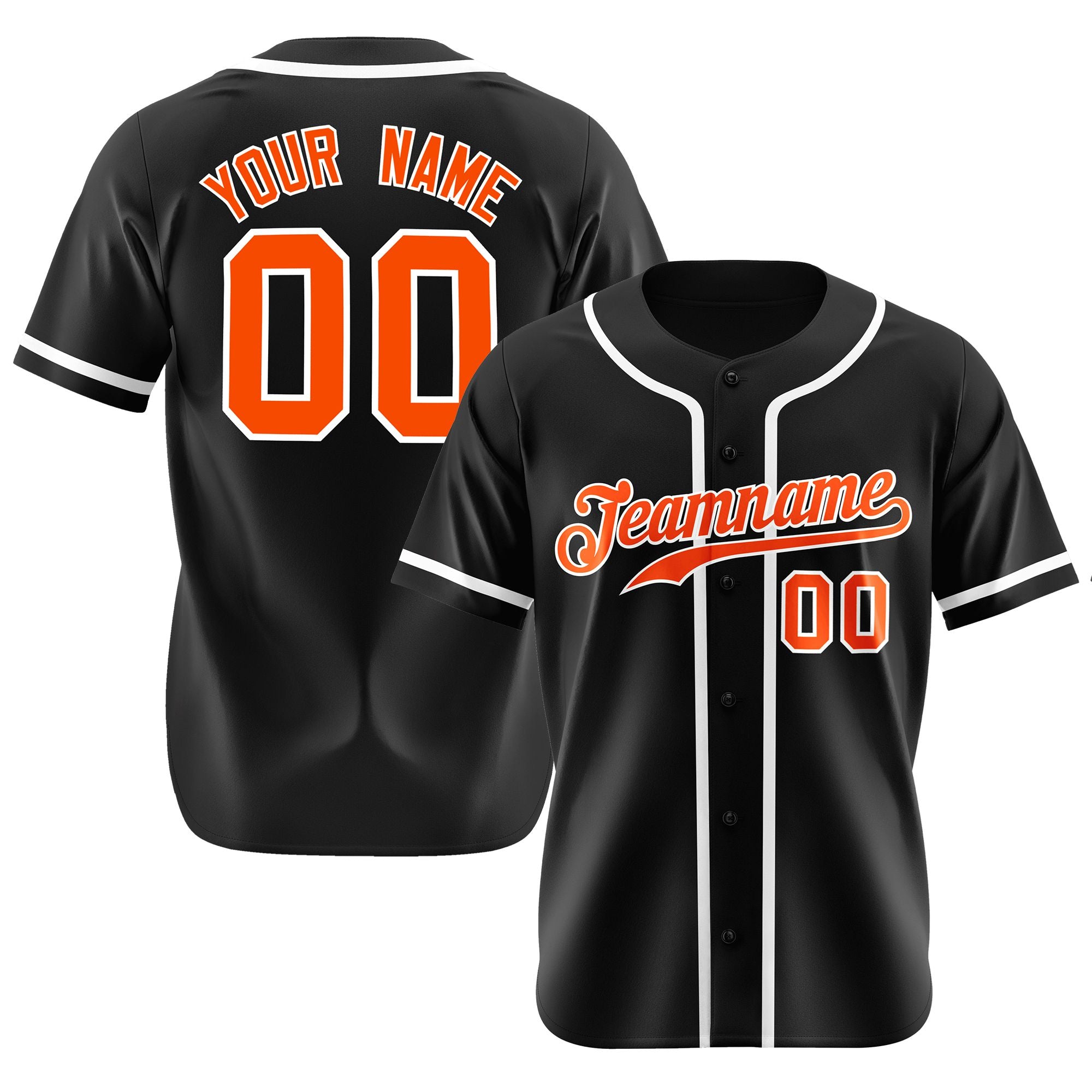 Custom Black Orange-White Classic Style Authentic Baseball Jersey