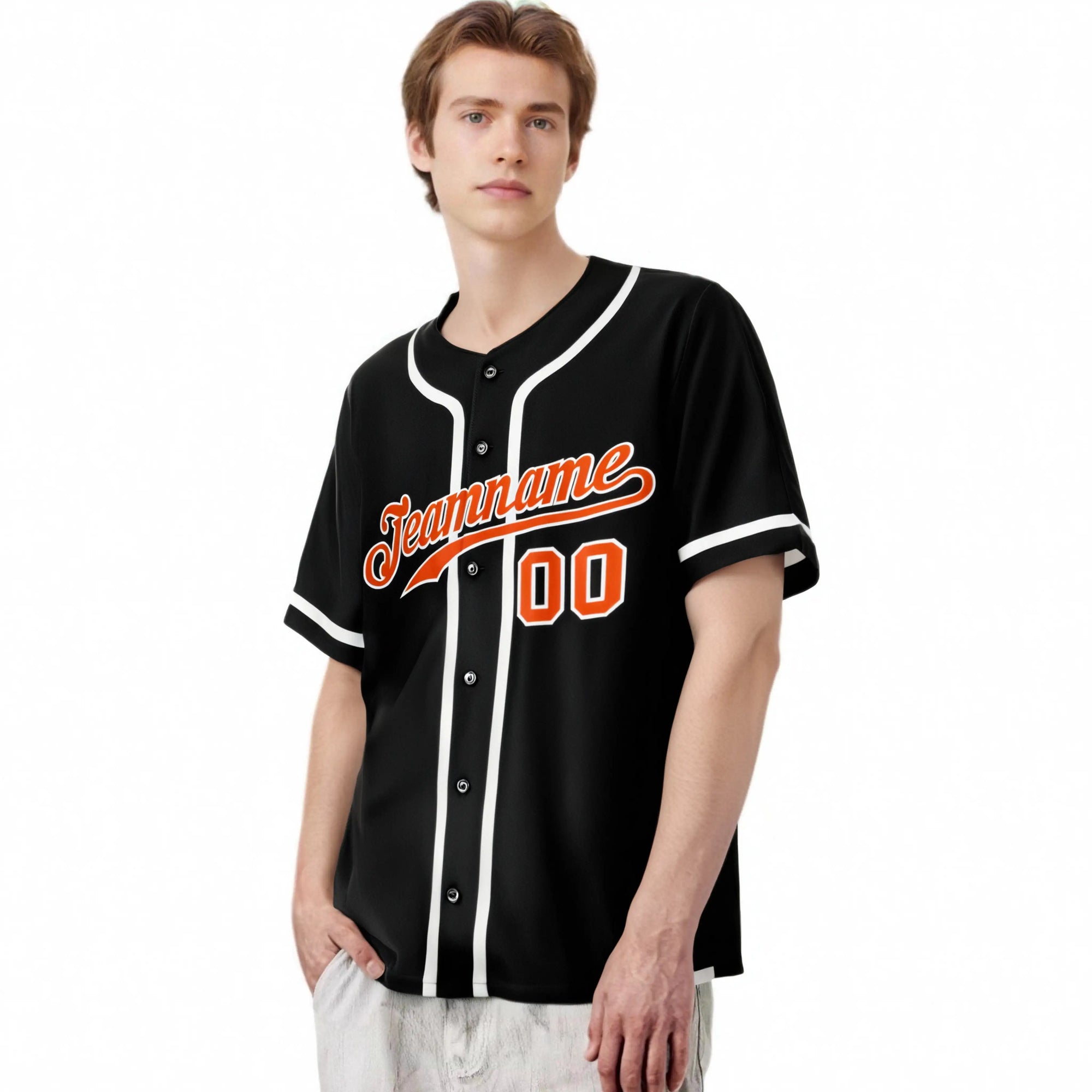 Custom Black Orange-White Classic Style Authentic Baseball Jersey