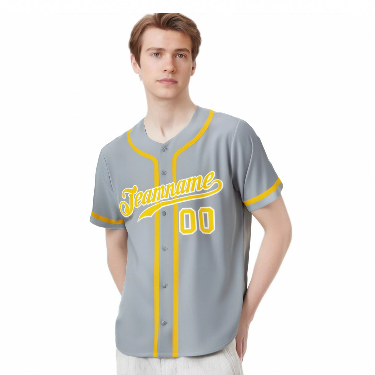 Custom Gray Gold-White Classic Style Authentic Baseball Jersey