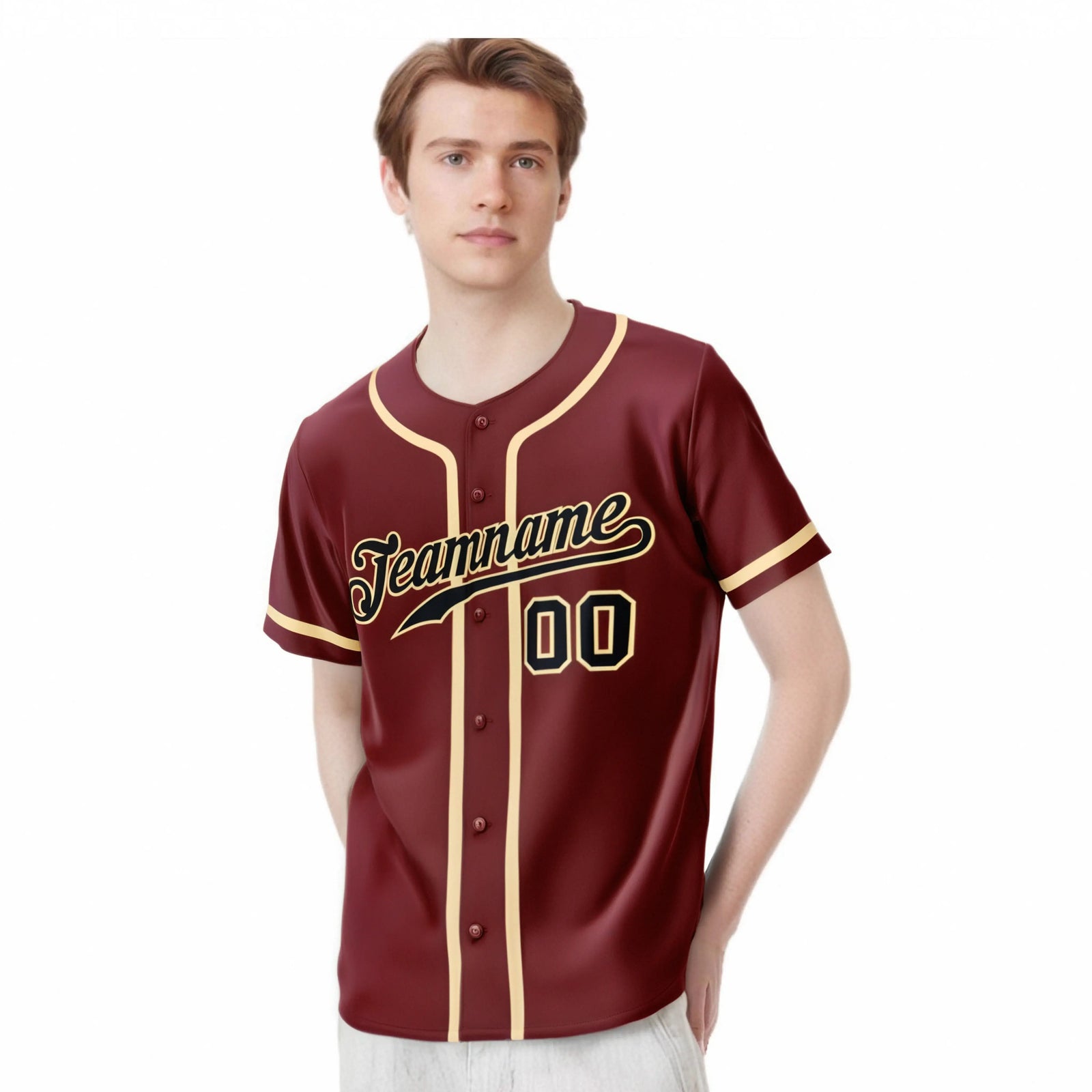 Custom Crimson khaki-Black Classic Style Authentic Baseball Jersey