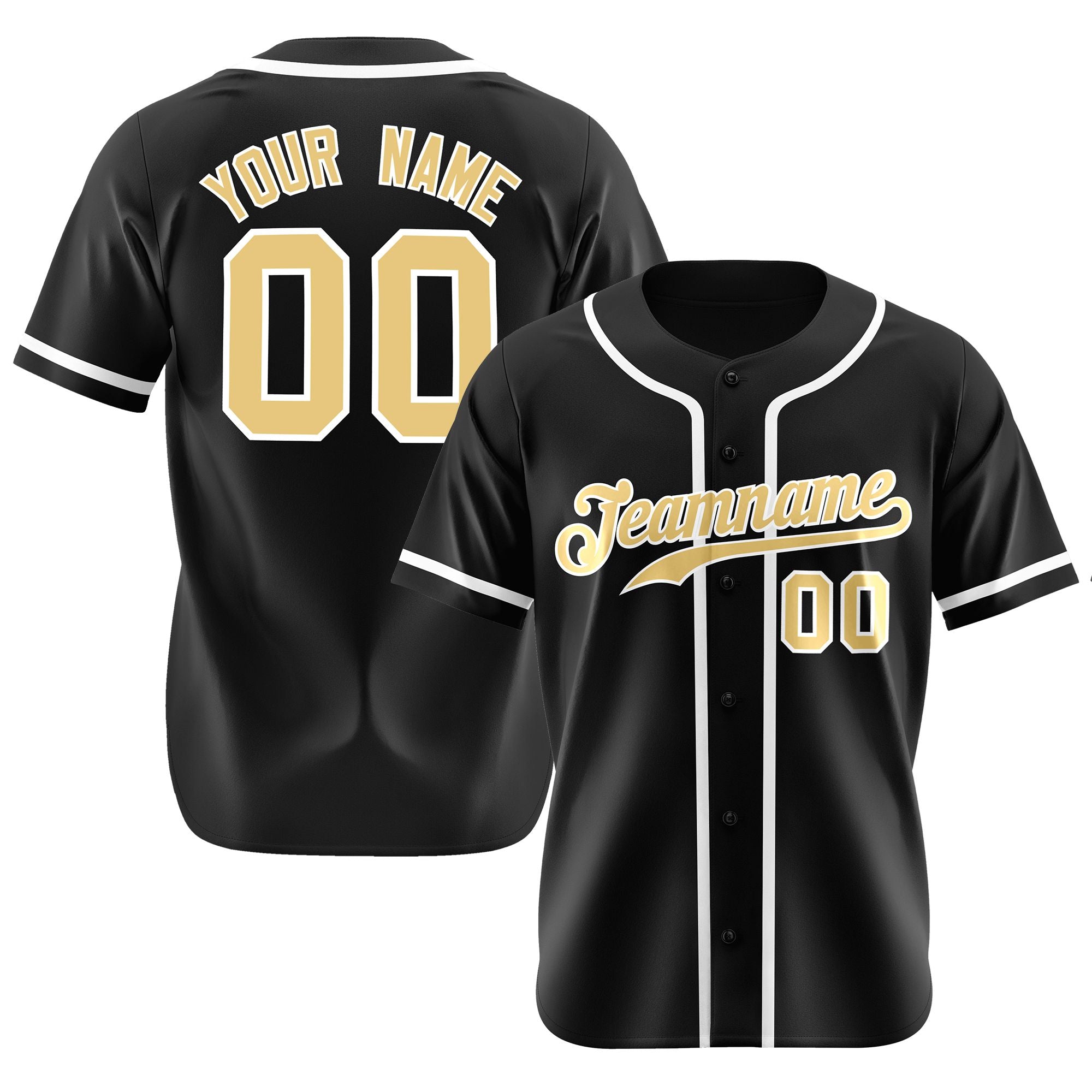 Custom Black White Classic Style Authentic Baseball Jersey