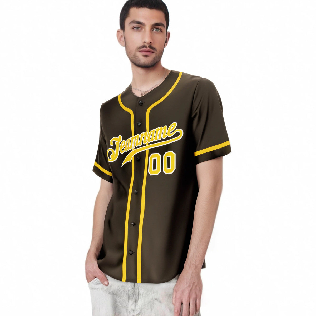 Custom Brown Glod Classic Style Authentic Baseball Jersey