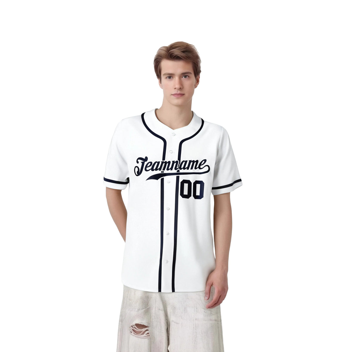 Custom White Navy Classic Style Authentic Baseball Jersey