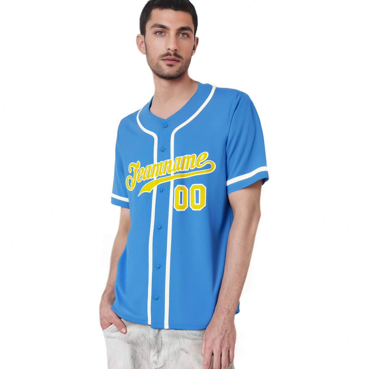 Custom Powder Blue White Classic Style Authentic Baseball Jersey